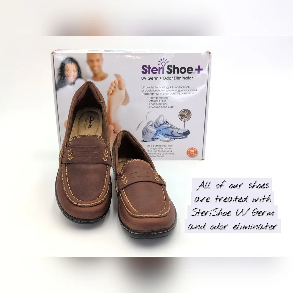Clarks Cora Ashley Loafer Women's Size 8M Dark Tan Genuine Leather Moccasins